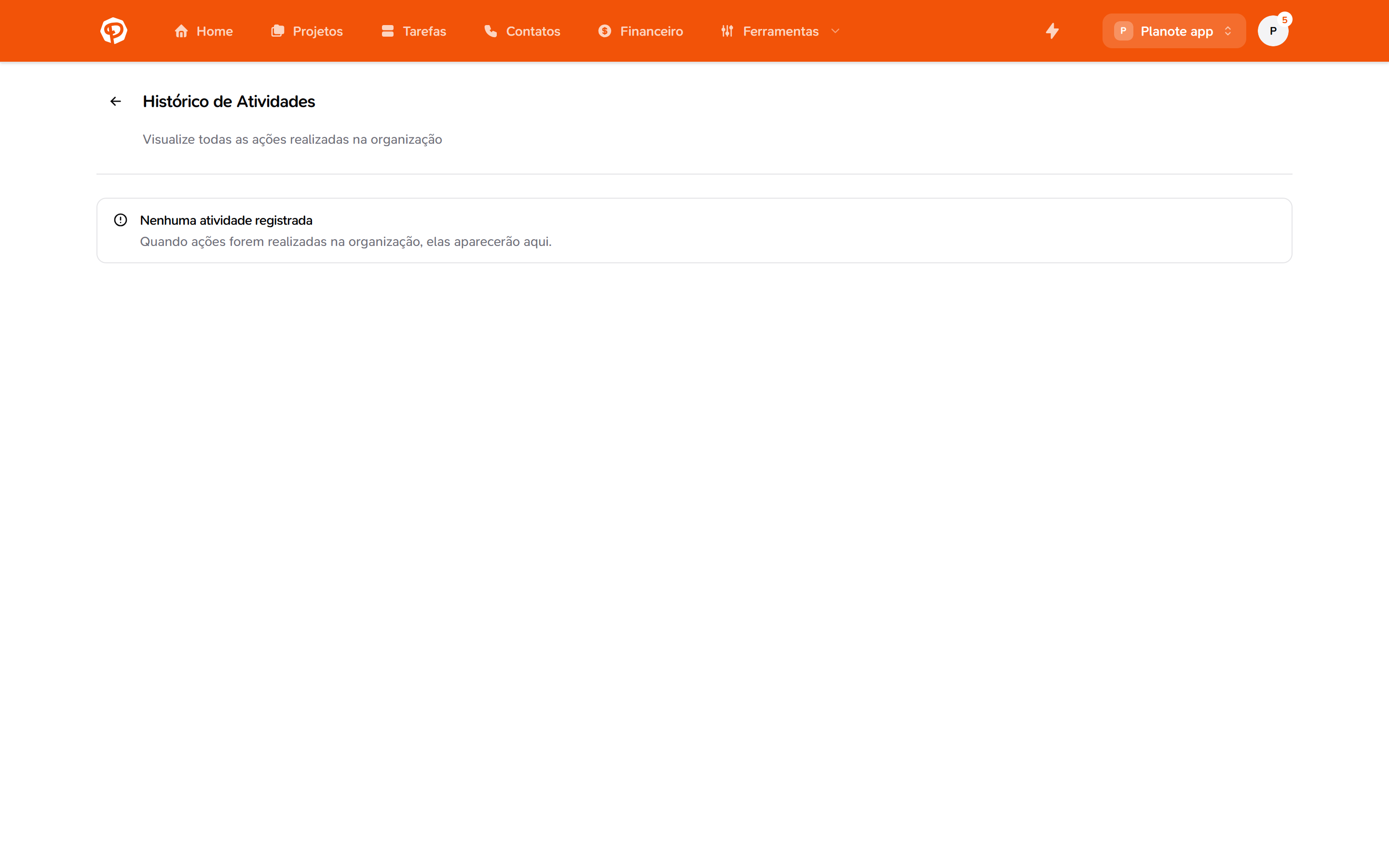 Tabela de logs de auditoria