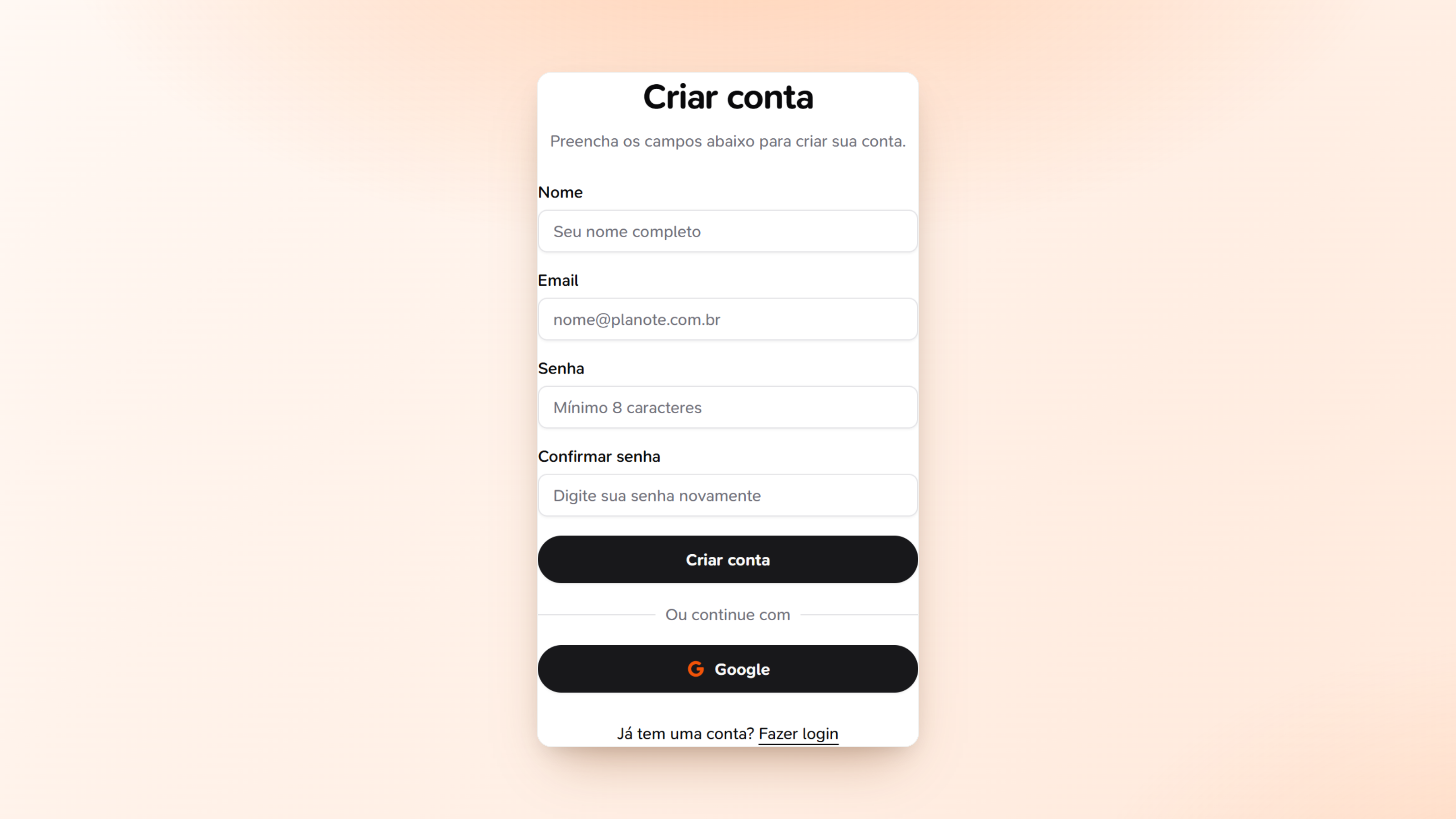 Botão Continuar com o Google