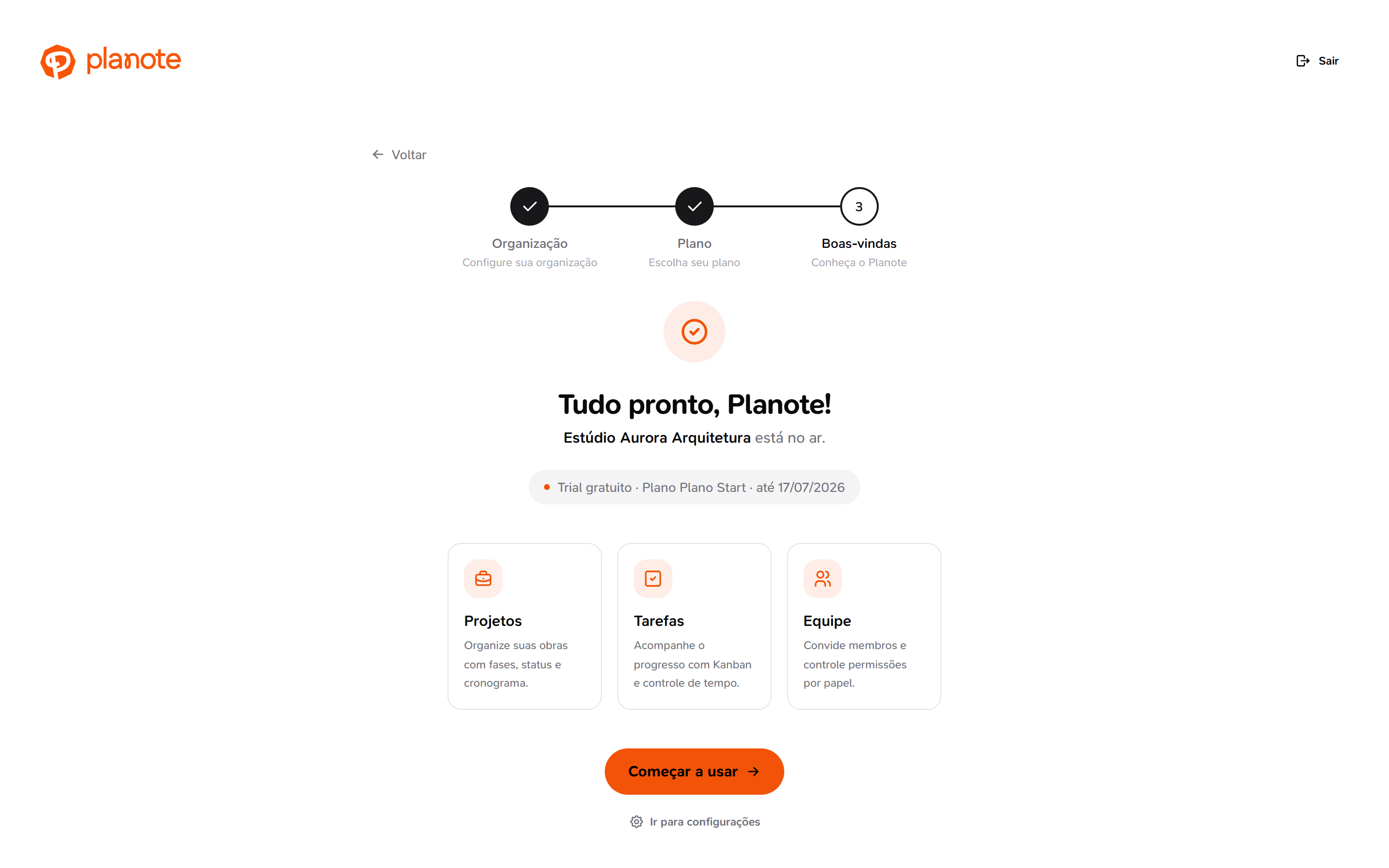 Tela de boas-vindas do onboarding